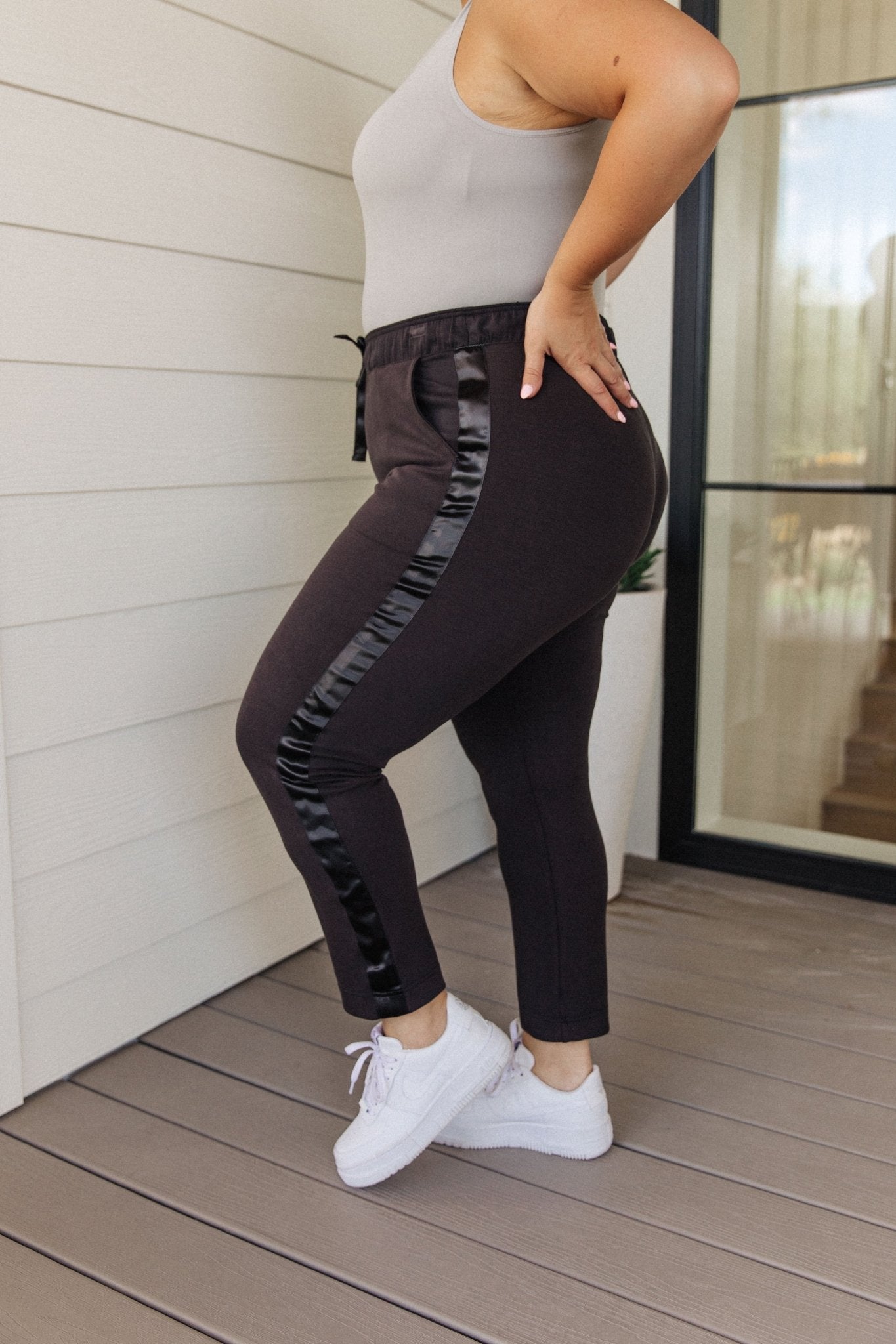 Lysa Satin Stripe Joggers (Online Exclusive) - Uptown Boutique Ramona