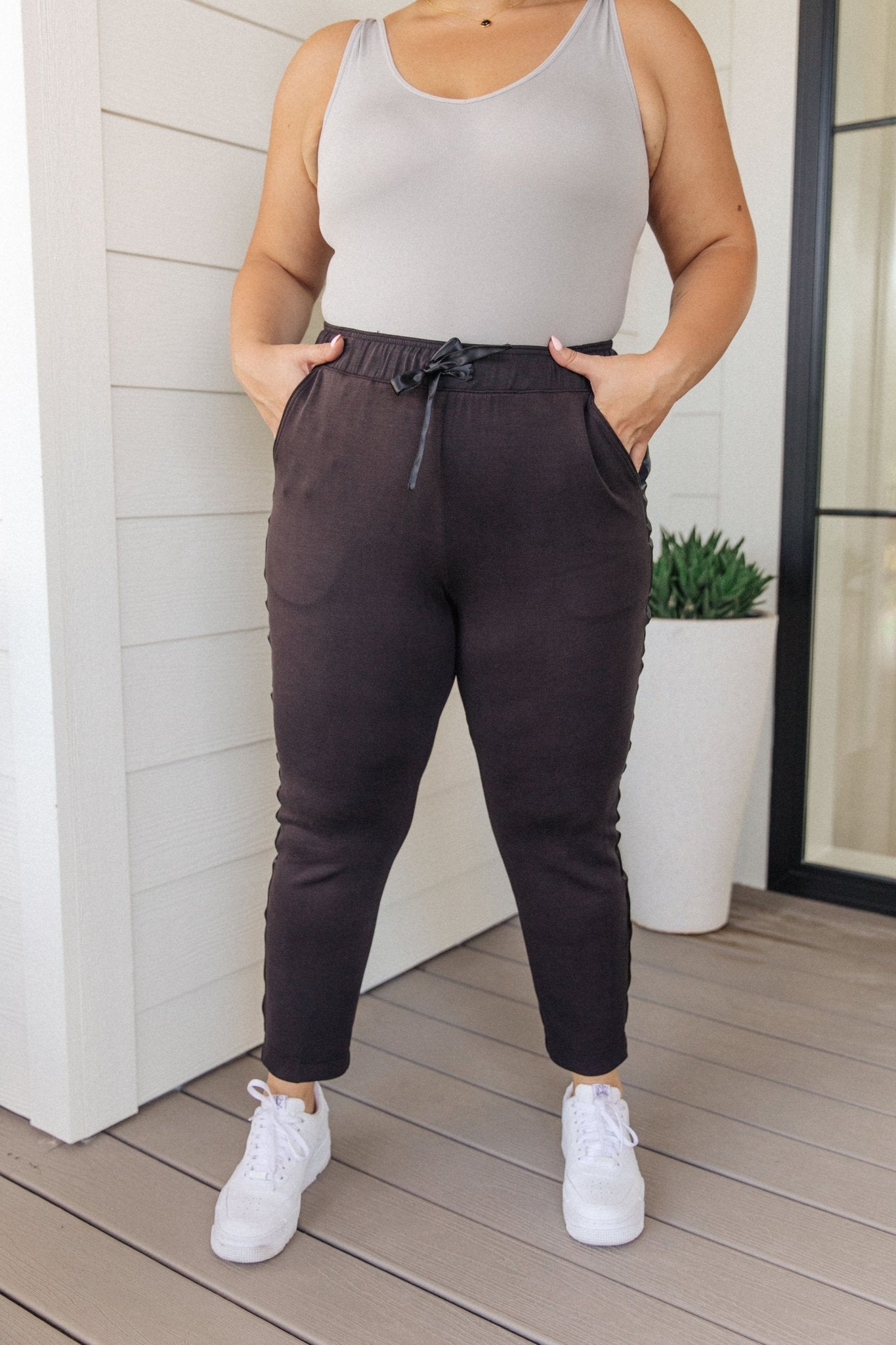 Lysa Satin Stripe Joggers (Online Exclusive) - Uptown Boutique Ramona