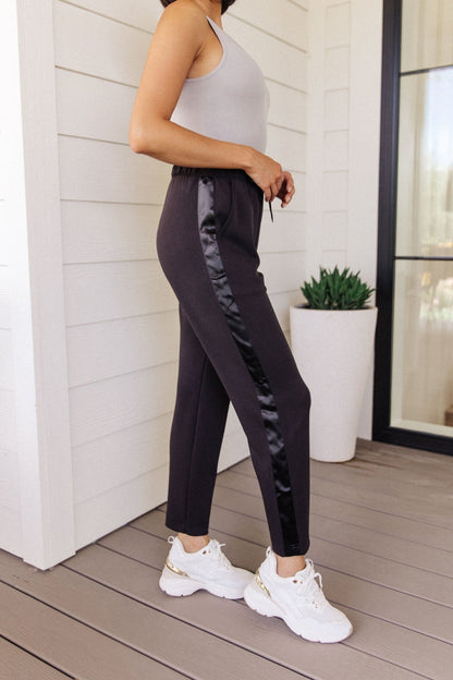 Lysa Satin Stripe Joggers (Online Exclusive) - Uptown Boutique Ramona