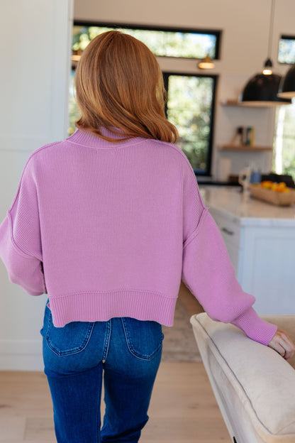 Mags Side Slit Cropped Sweater in Mauve (Online Exclusive) - Uptown Boutique Ramona