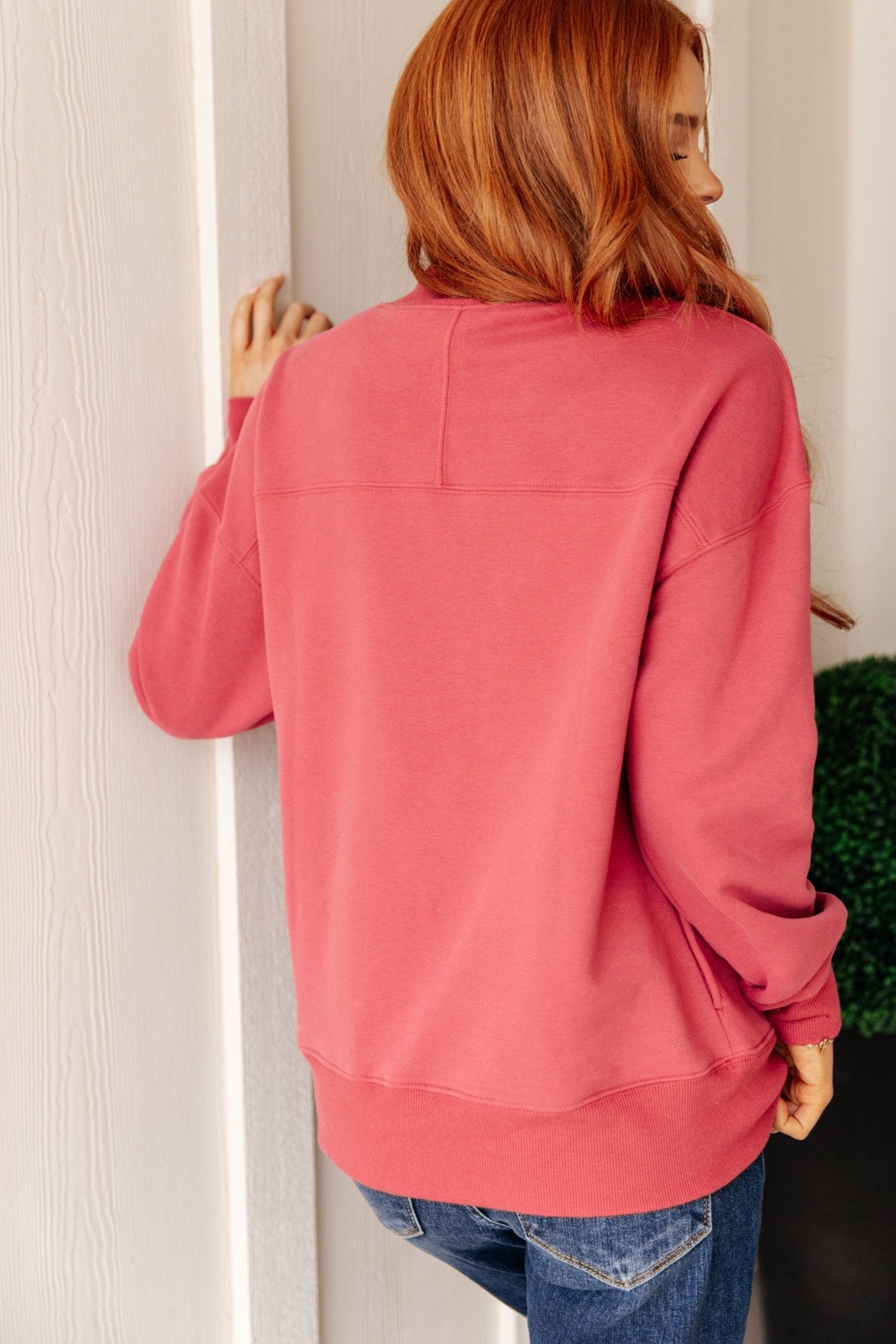 Make No Mistake Mock Neck Pullover in Cranberry (Online Exclusive) - Uptown Boutique Ramona