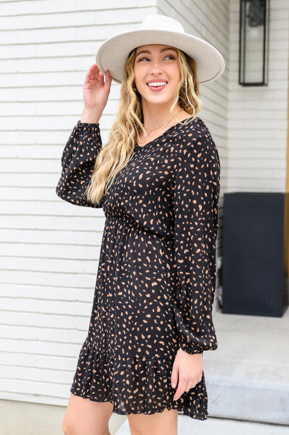 Make Your Happiness Long Sleeve Dress in Black (Online Exclusive) - Uptown Boutique Ramona