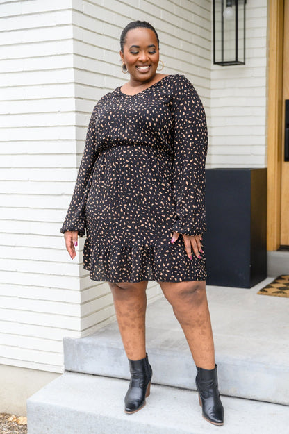 Make Your Happiness Long Sleeve Dress in Black (Online Exclusive) - Uptown Boutique Ramona