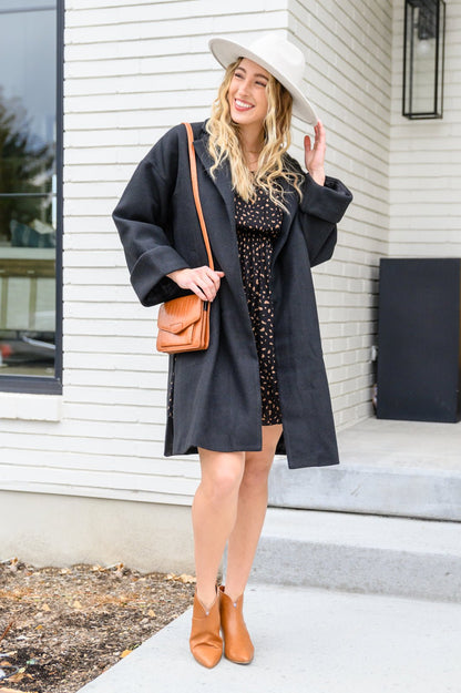 Make Your Happiness Long Sleeve Dress in Black (Online Exclusive) - Uptown Boutique Ramona