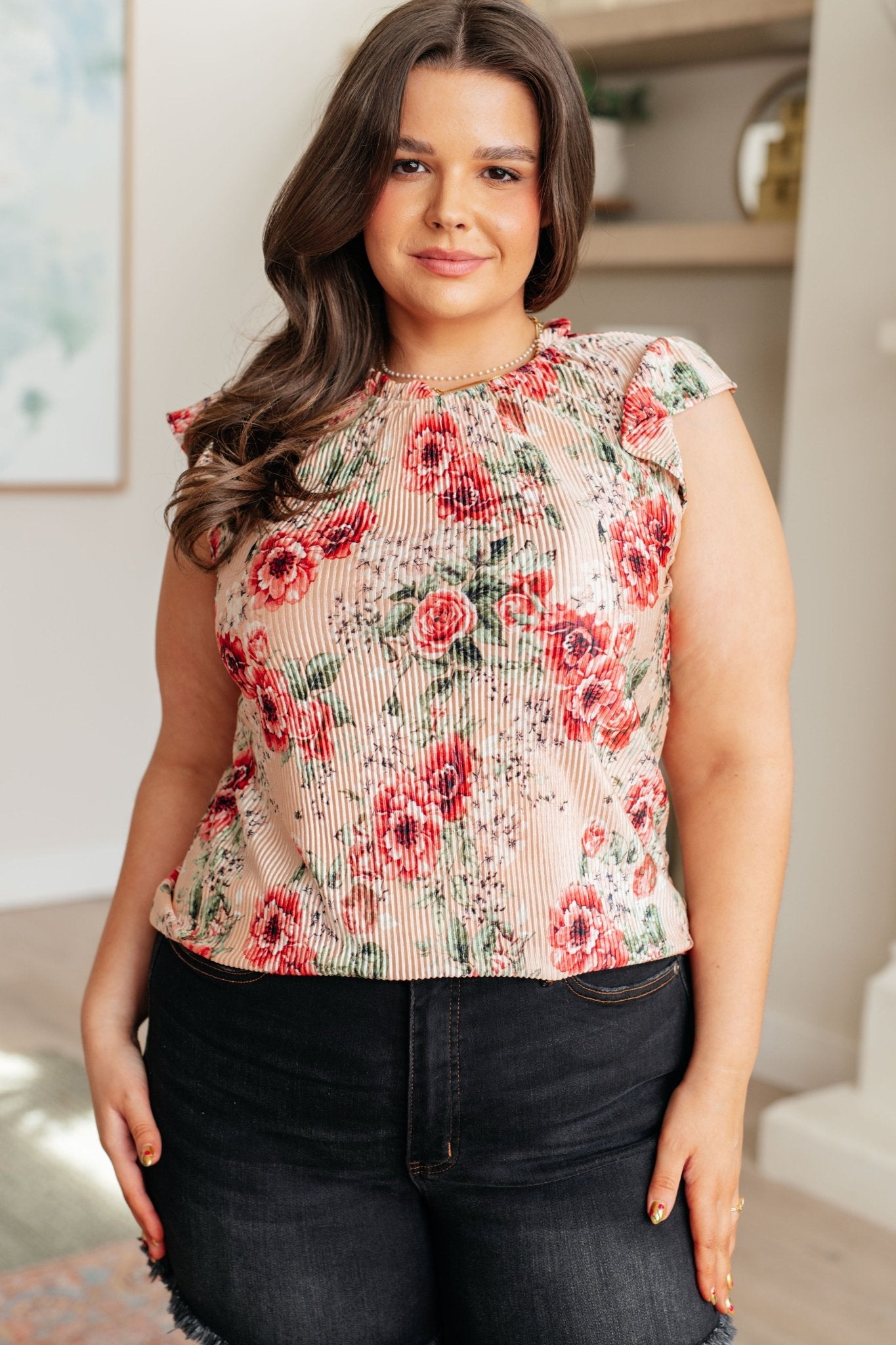 Making Me Blush Floral Top - Uptown Boutique Ramona