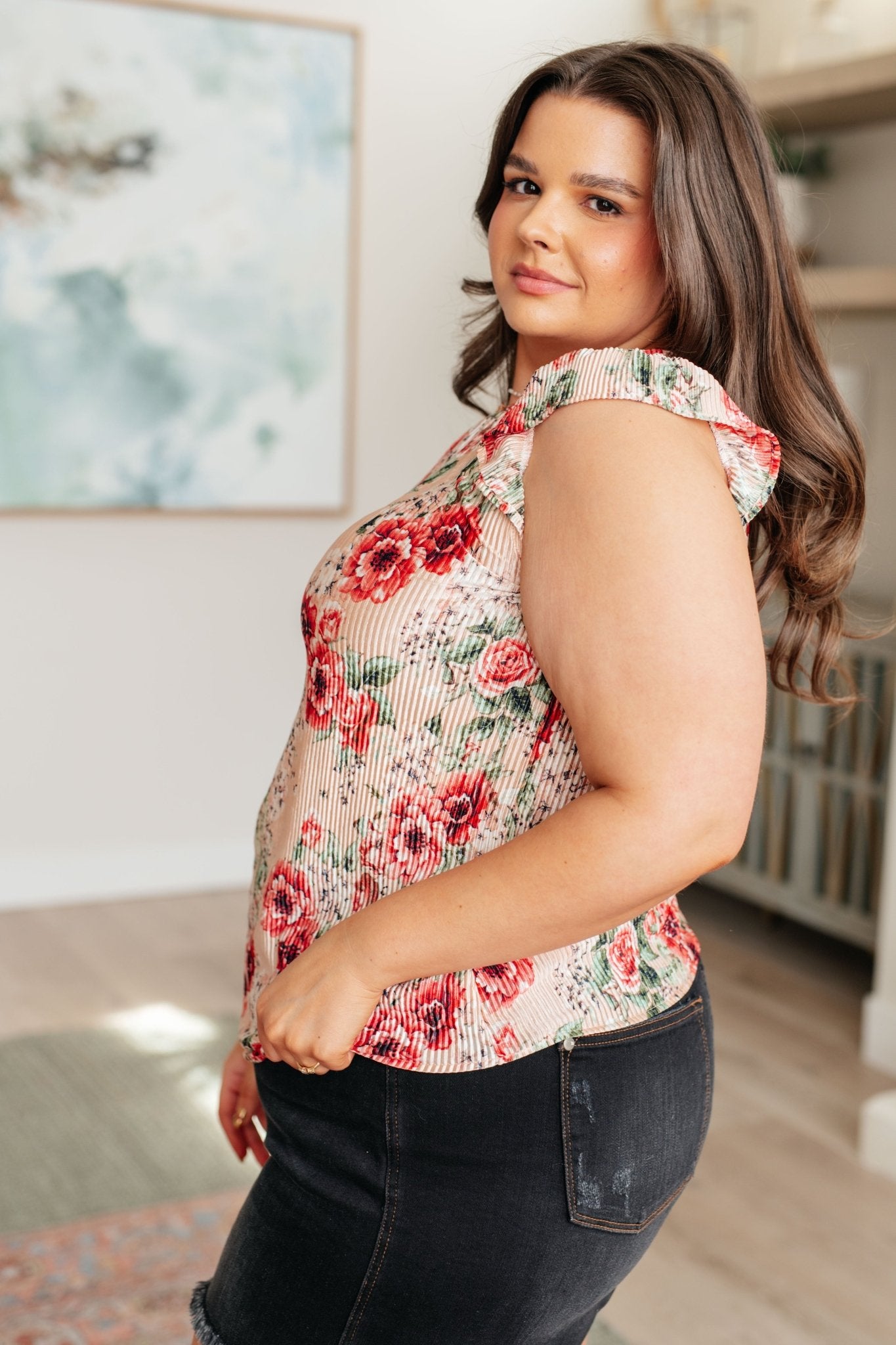 Making Me Blush Floral Top - Uptown Boutique Ramona