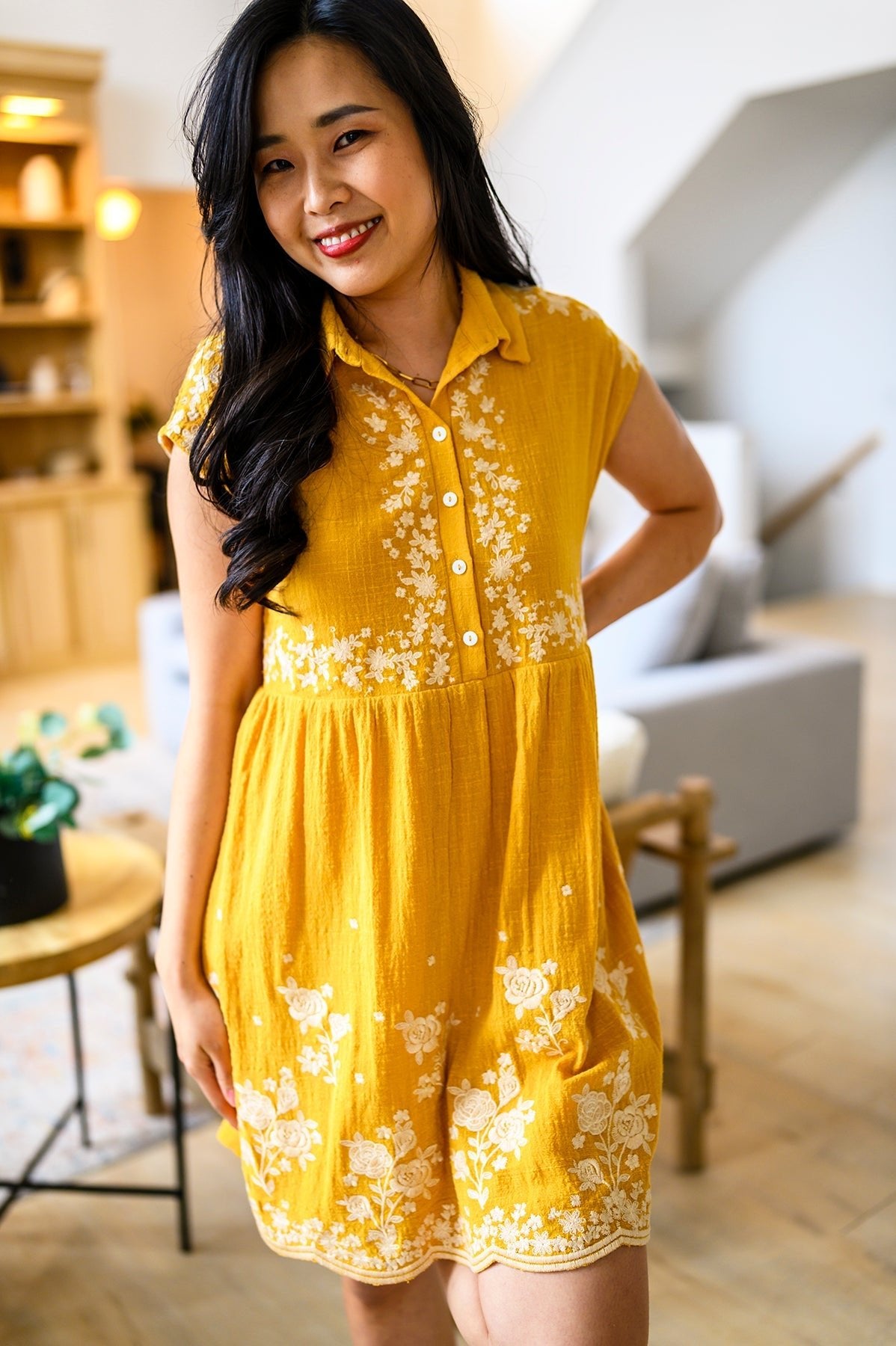 Marigold Embroidered Dress (Online Exclusive) - Uptown Boutique Ramona