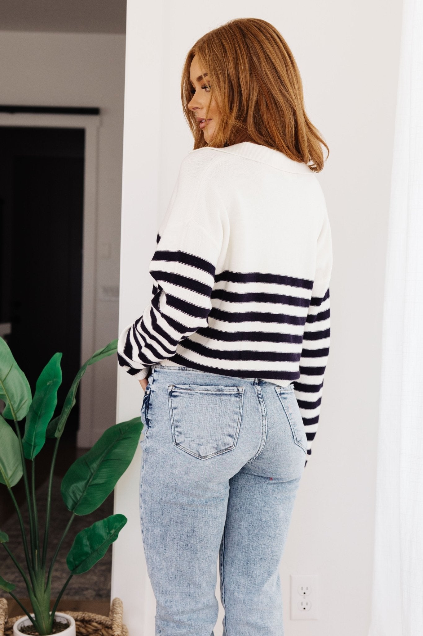 Memorable Moments Striped Sweater in White (Online Exclusive) - Uptown Boutique Ramona