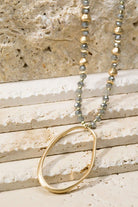 Metal Oval and Glass Bead Necklace - Uptown Boutique Ramona