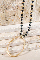 Metal Oval and Glass Bead Necklace - Uptown Boutique Ramona
