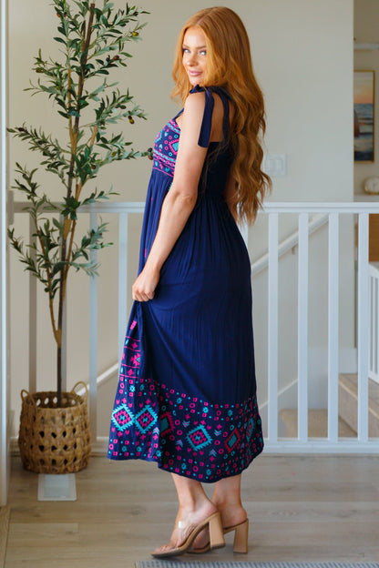 Midnight Magic Embroidered Maxi Dress - Uptown Boutique Ramona