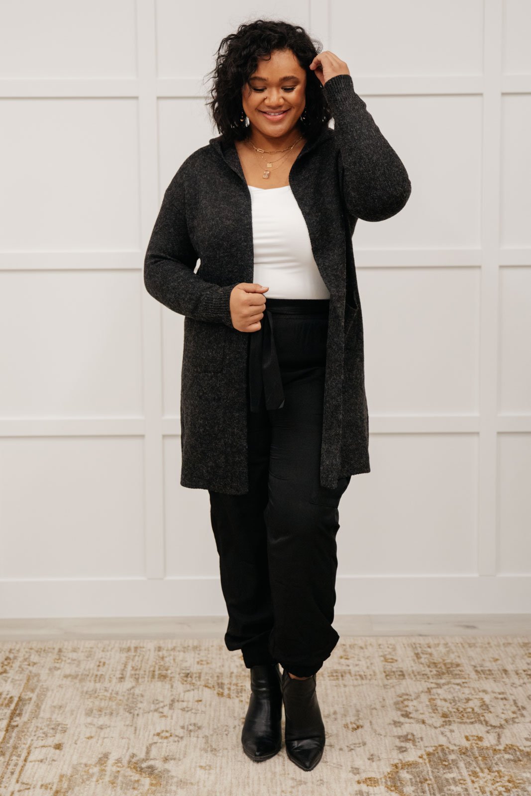 Mila Cardigan in Charcoal (Online Exclusive) - Uptown Boutique Ramona