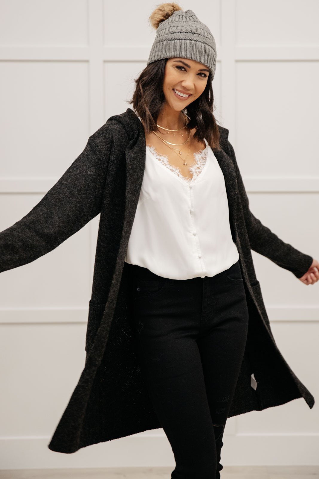 Mila Cardigan in Charcoal (Online Exclusive) - Uptown Boutique Ramona