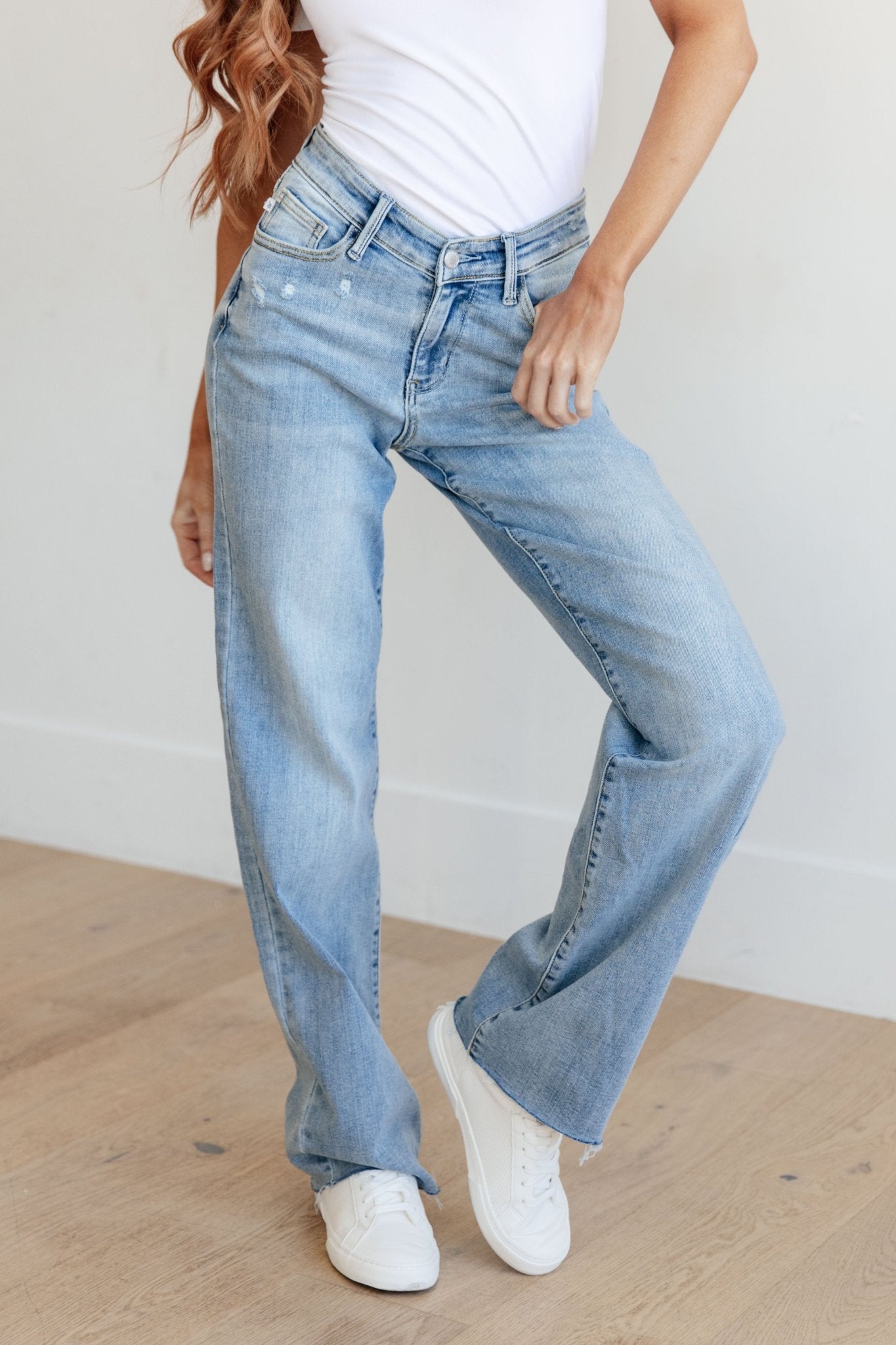 Mildred High Rise V Front Waistband Straight Jeans (Online Exclusive) - Uptown Boutique Ramona