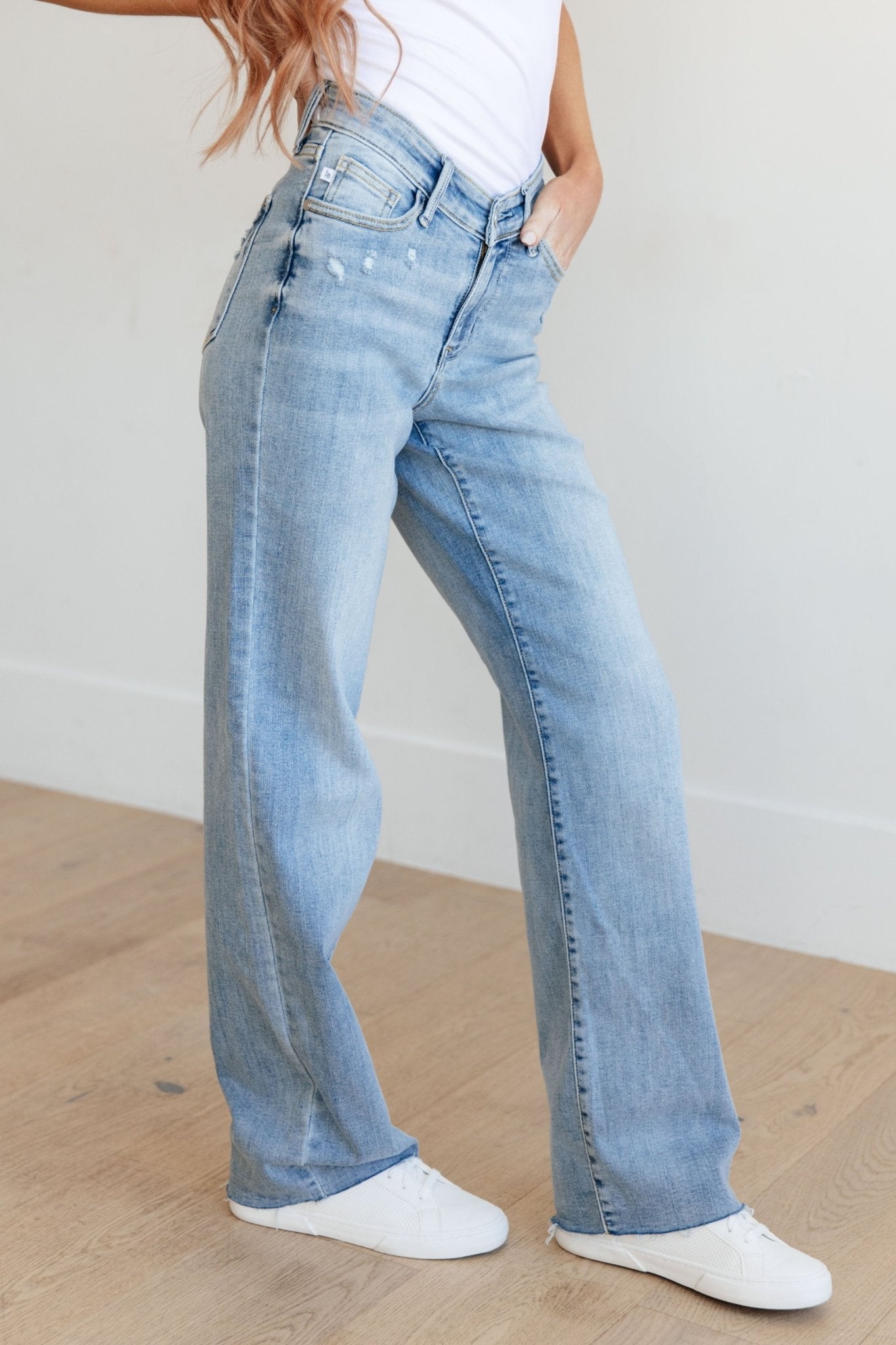 Mildred High Rise V Front Waistband Straight Jeans (Online Exclusive) - Uptown Boutique Ramona