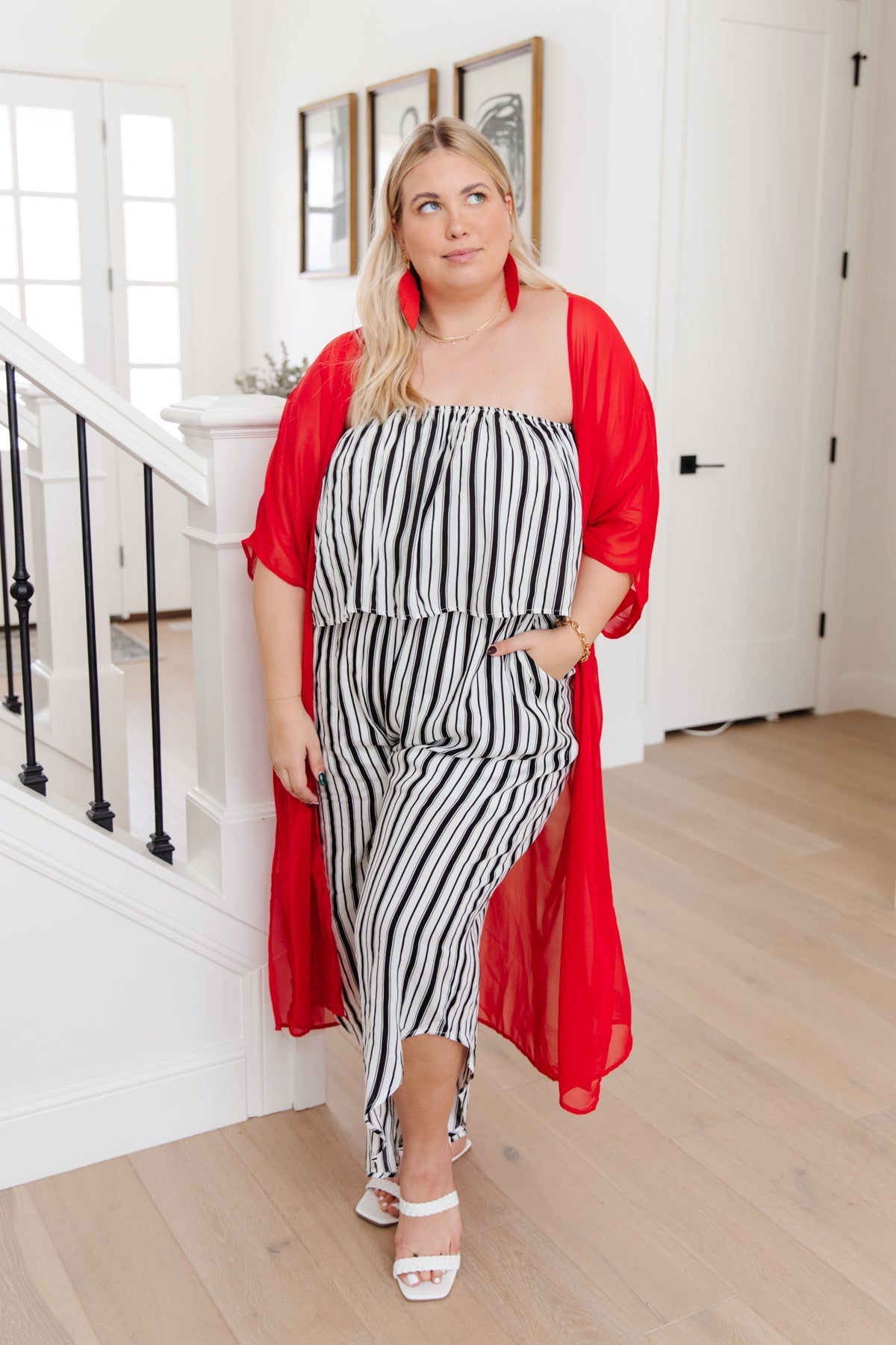 Modern Stripes Sleeveless Jumpsuit (Online Exclusive) - Uptown Boutique Ramona