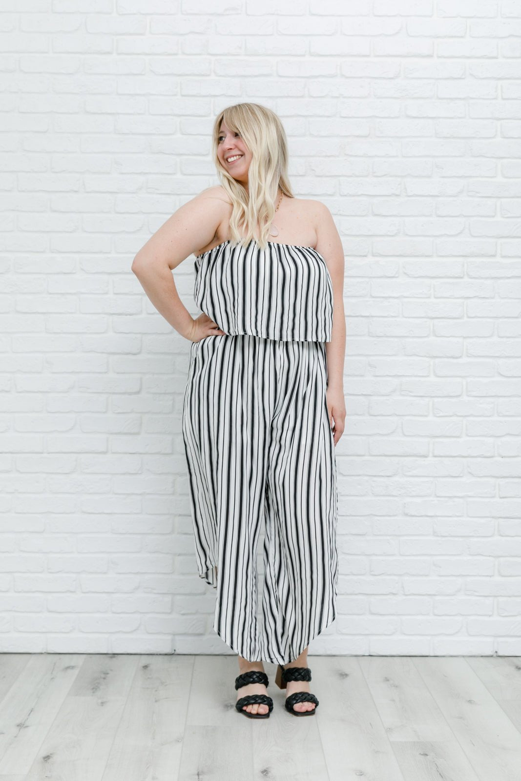 Modern Stripes Sleeveless Jumpsuit (Online Exclusive) - Uptown Boutique Ramona