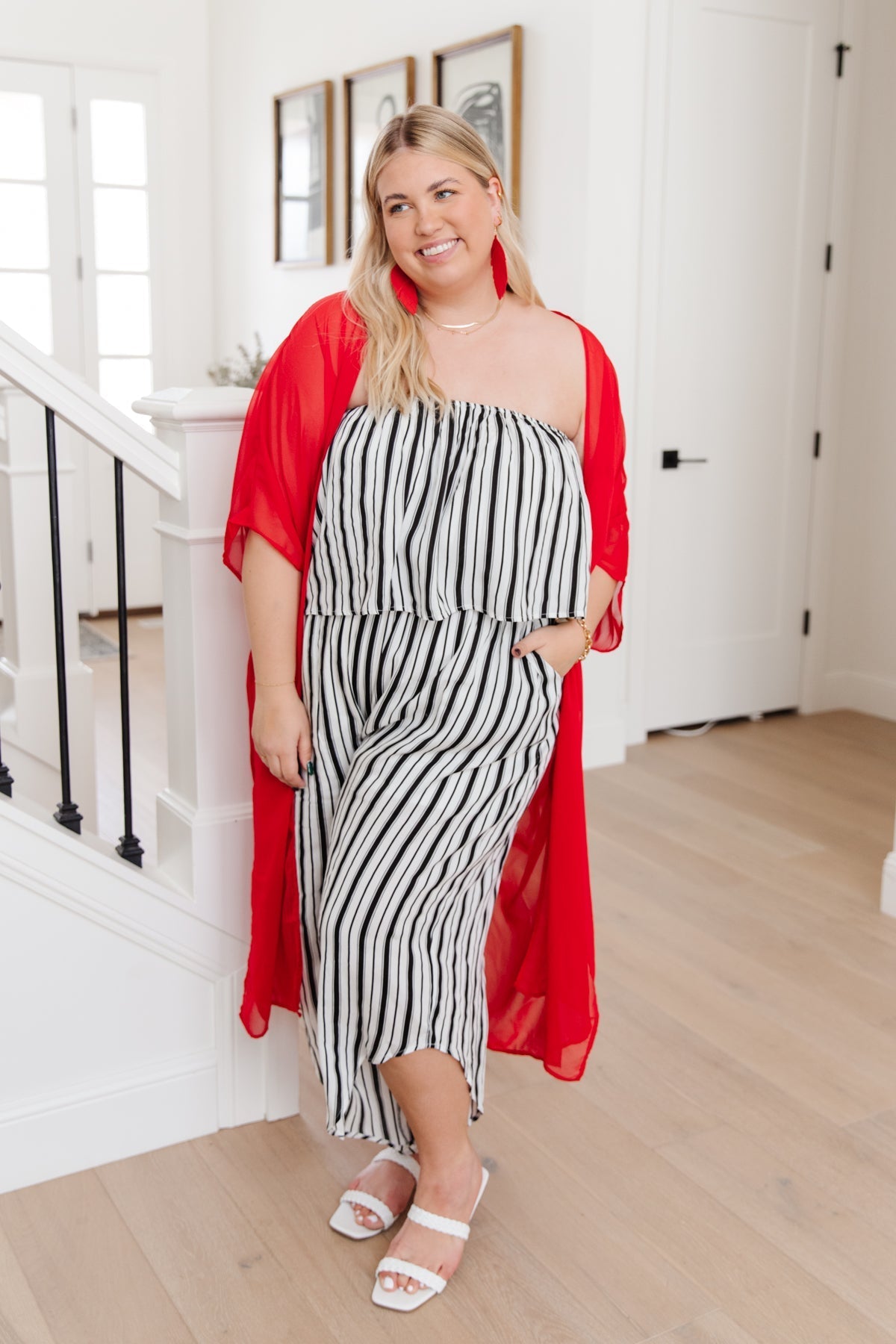 Modern Stripes Sleeveless Jumpsuit (Online Exclusive) - Uptown Boutique Ramona
