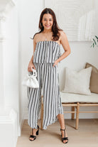 Modern Stripes Sleeveless Jumpsuit (Online Exclusive) - Uptown Boutique Ramona