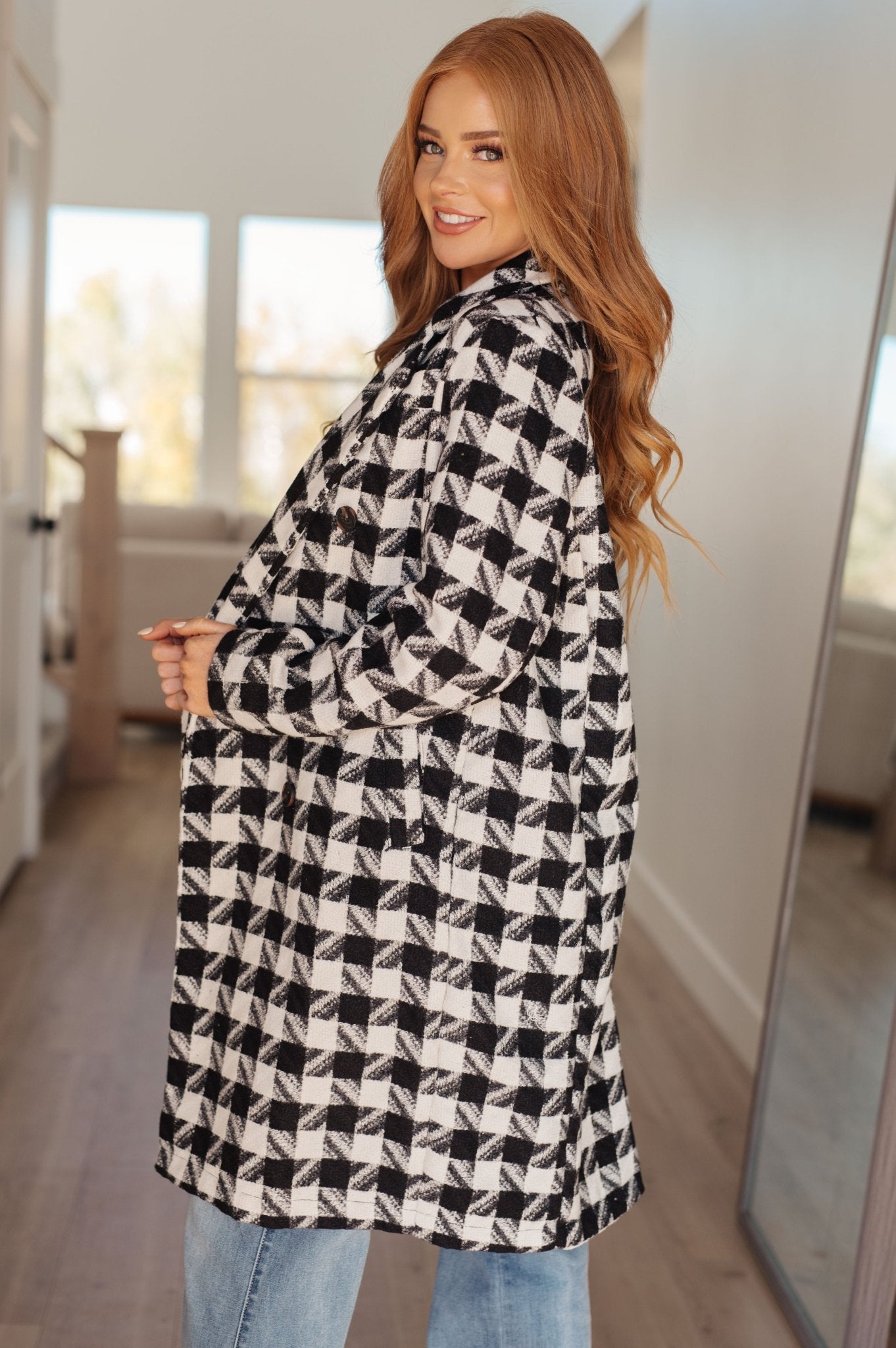 Monochromatic Moment Plaid Coat (Online Exclusive) - Uptown Boutique Ramona