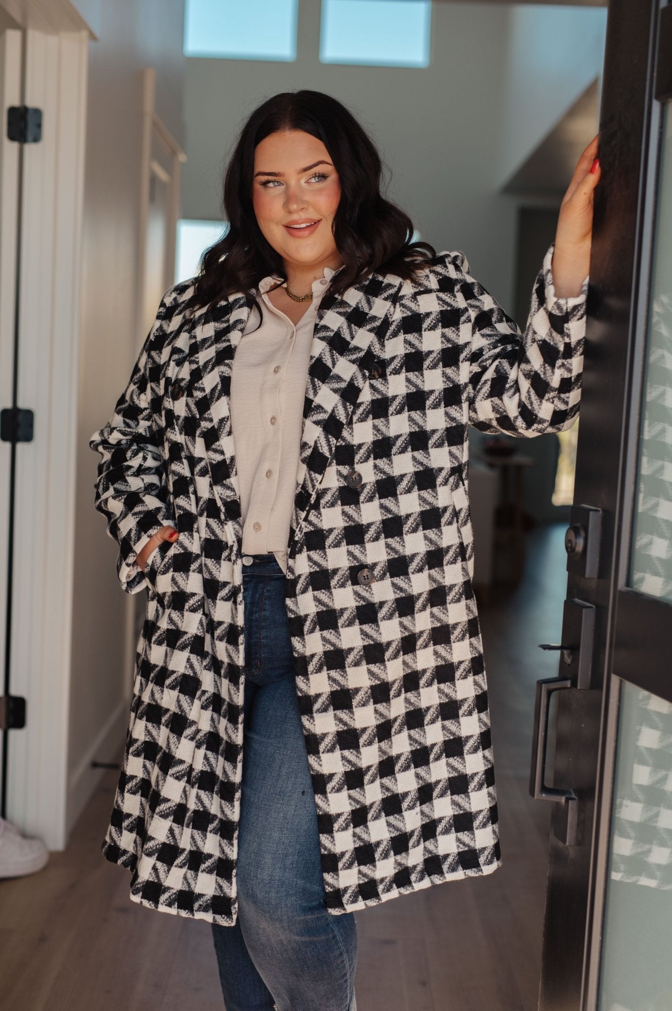 Monochromatic Moment Plaid Coat (Online Exclusive) - Uptown Boutique Ramona