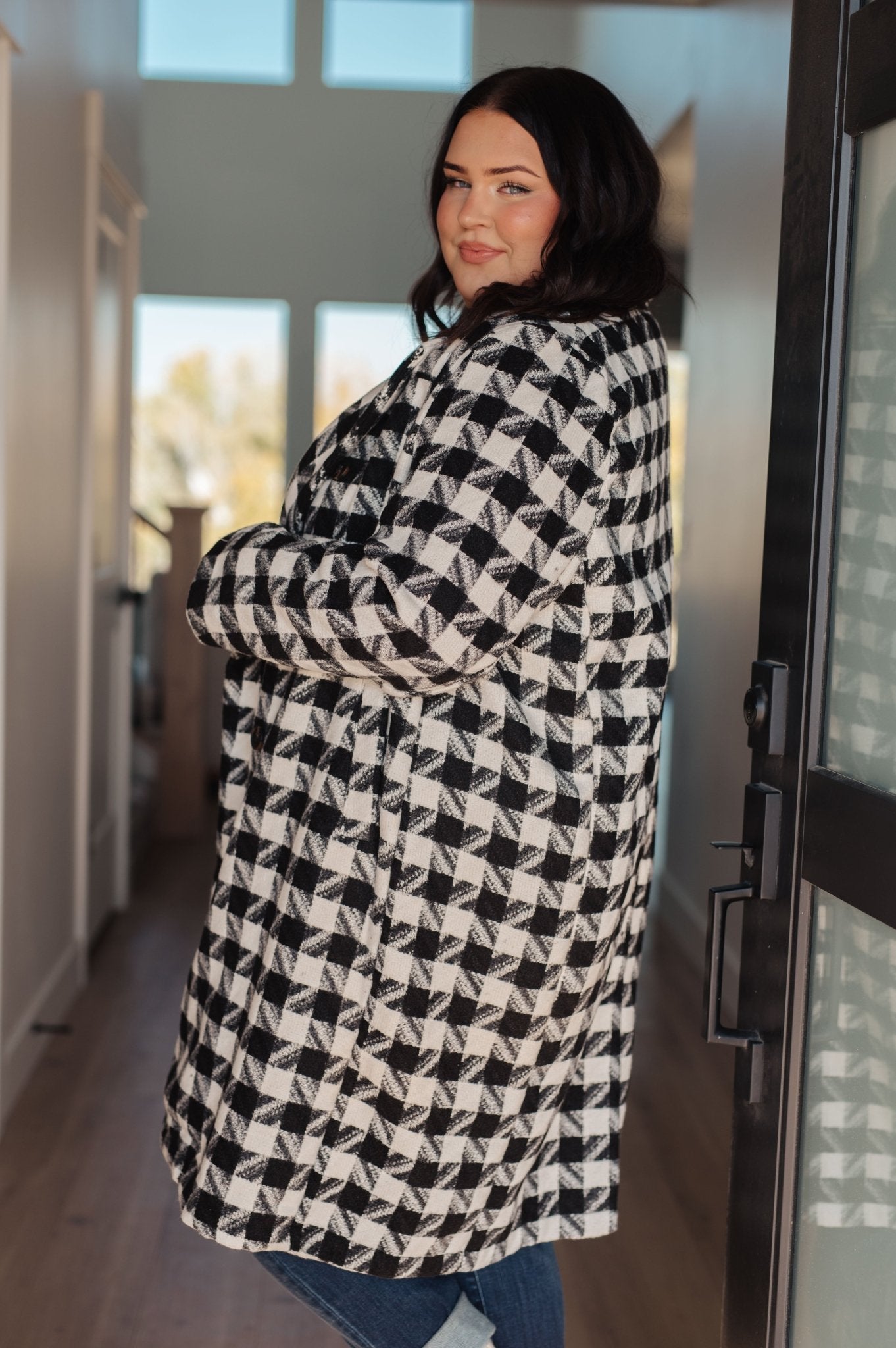 Monochromatic Moment Plaid Coat (Online Exclusive) - Uptown Boutique Ramona