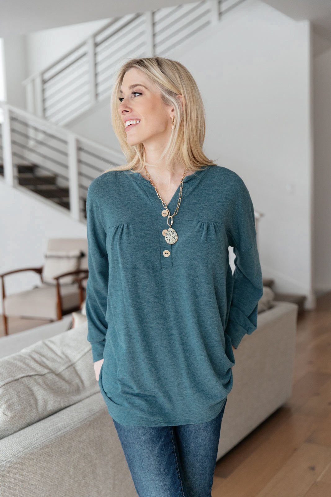 Moon Bay Top In Blue (Online Exclusive) - Uptown Boutique Ramona