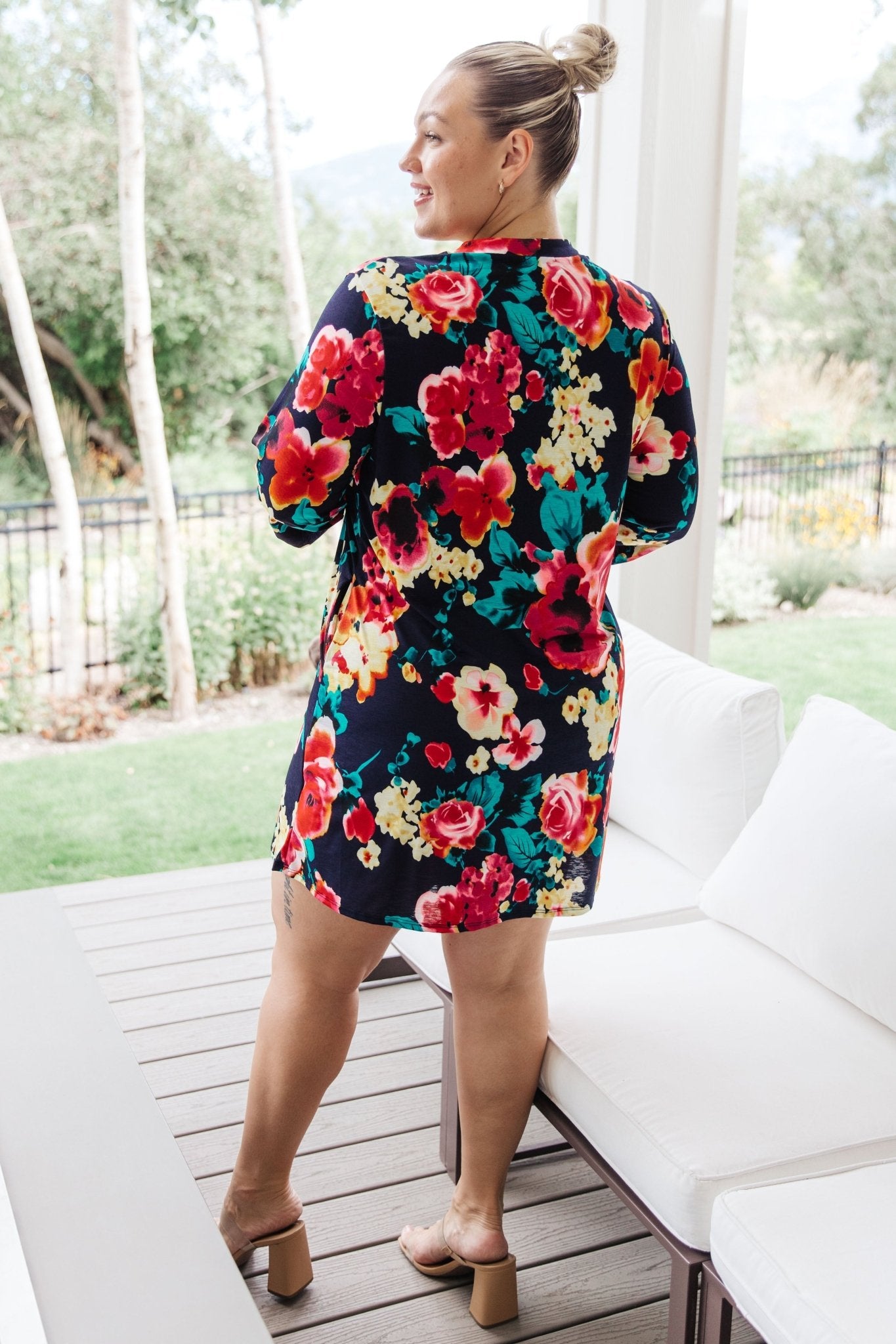 Moonlit Garden Floral Midi Dress (Online Exclusive) - Uptown Boutique Ramona