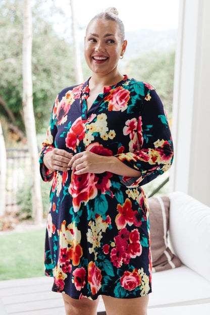 Moonlit Garden Floral Midi Dress (Online Exclusive) - Uptown Boutique Ramona