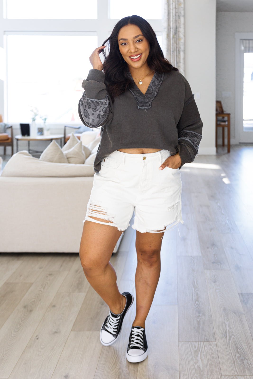 Moonstone Mineral Wash Pullover (Online Exclusive) - Uptown Boutique Ramona