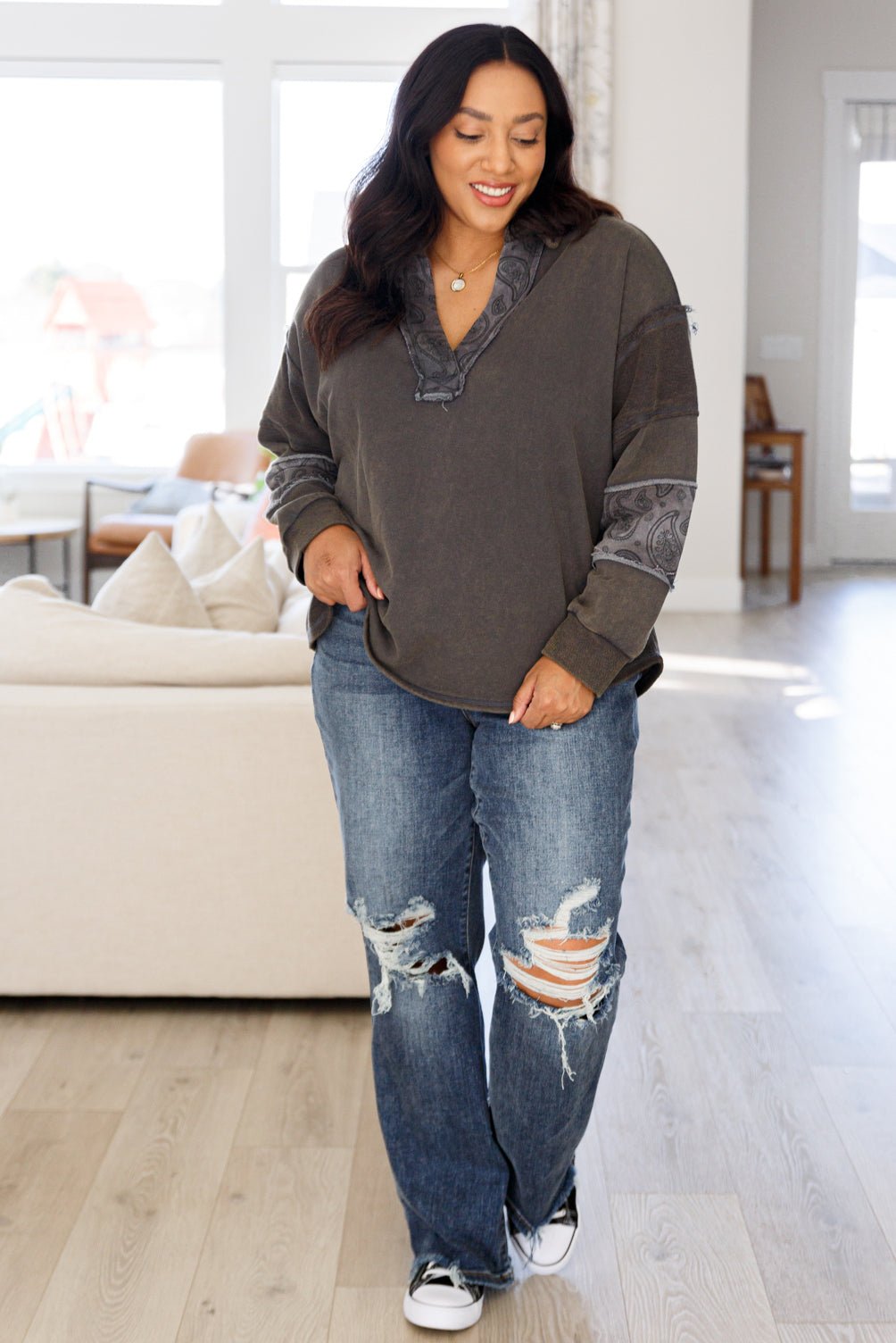 Moonstone Mineral Wash Pullover (Online Exclusive) - Uptown Boutique Ramona