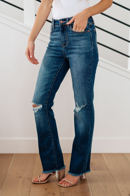 Morgan High Rise Distressed Straight Jeans (Online Exclusive) - Uptown Boutique Ramona