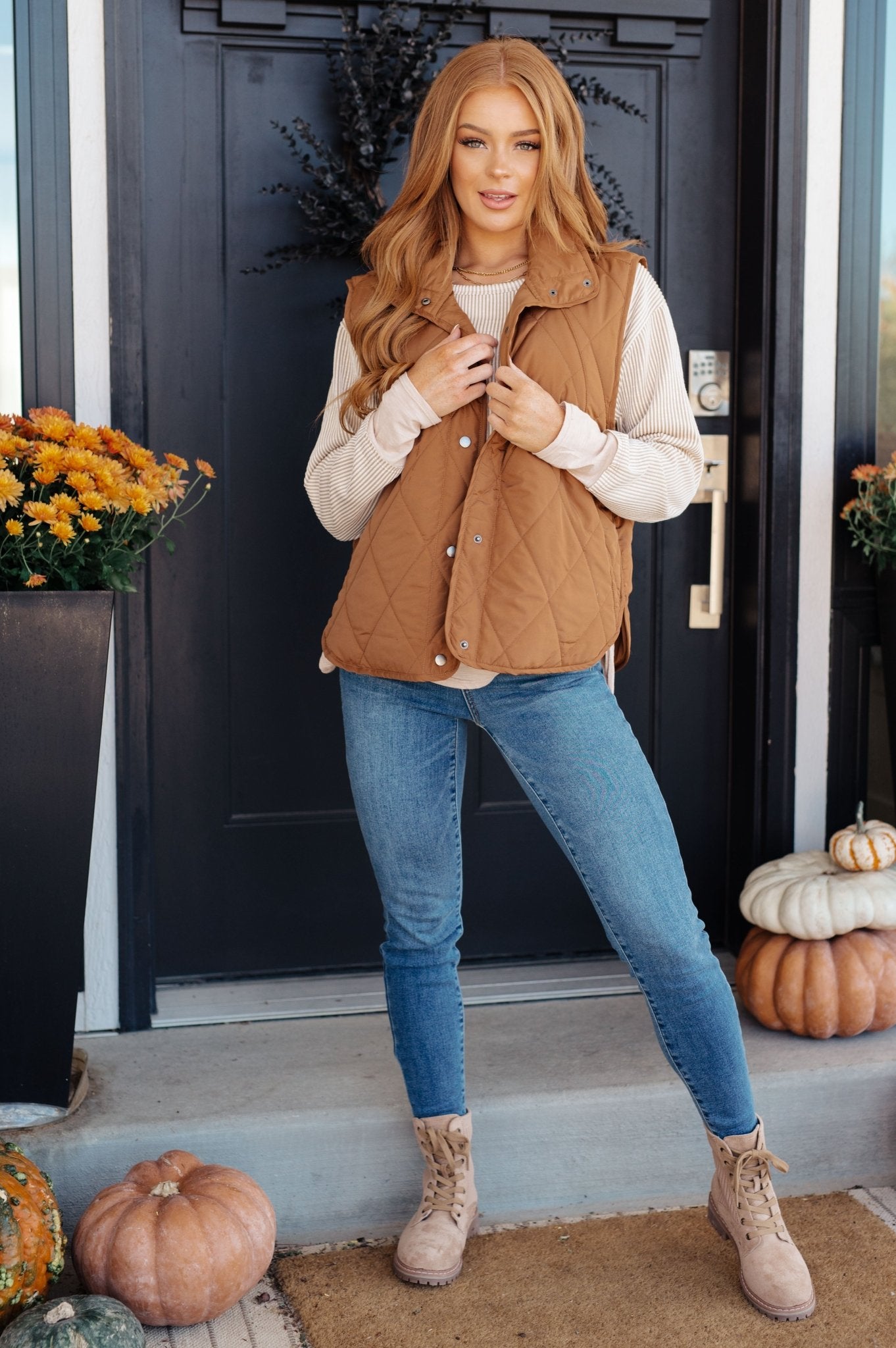 Neither Here Nor There Puffer Vest in Camel (Online Exclusive) - Uptown Boutique Ramona