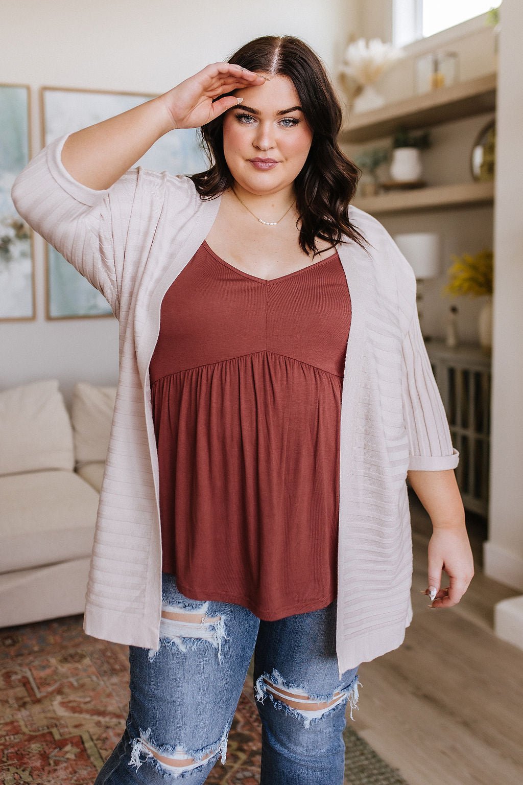 Never Not Loving V - Neck Cami in Brick (Online Exclusive) - Uptown Boutique Ramona