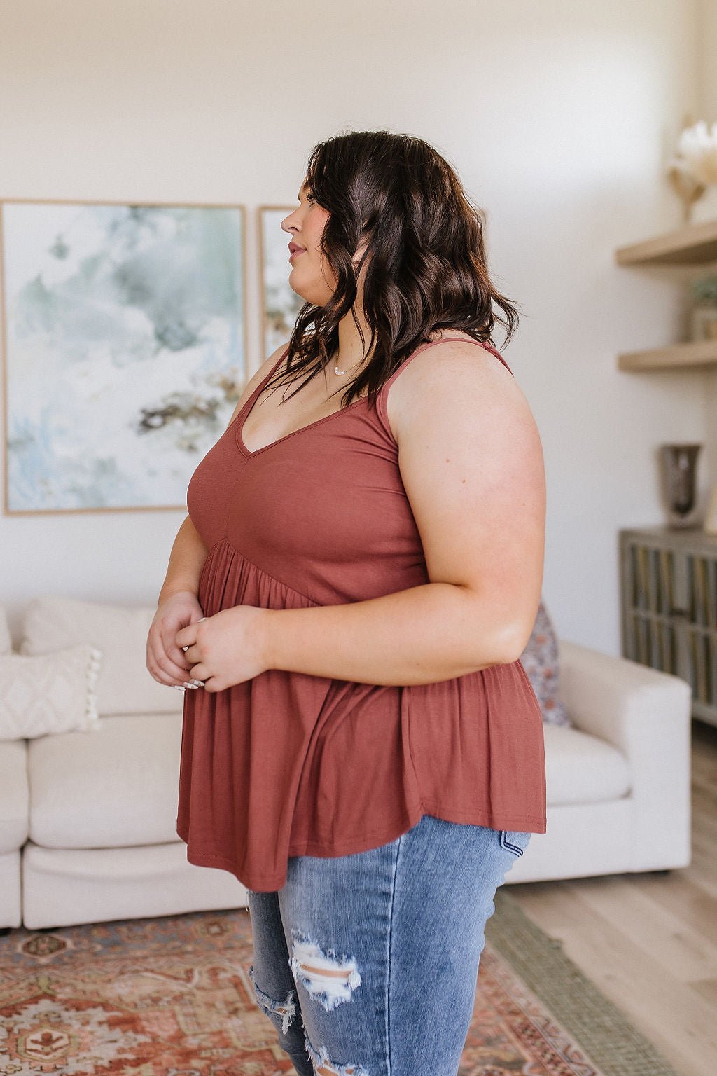 Never Not Loving V - Neck Cami in Brick (Online Exclusive) - Uptown Boutique Ramona