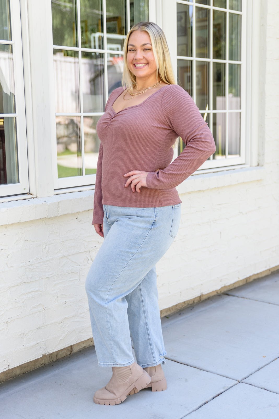 New Connection Long Sleeve Ribbed Top (Online Exclusive) - Uptown Boutique Ramona