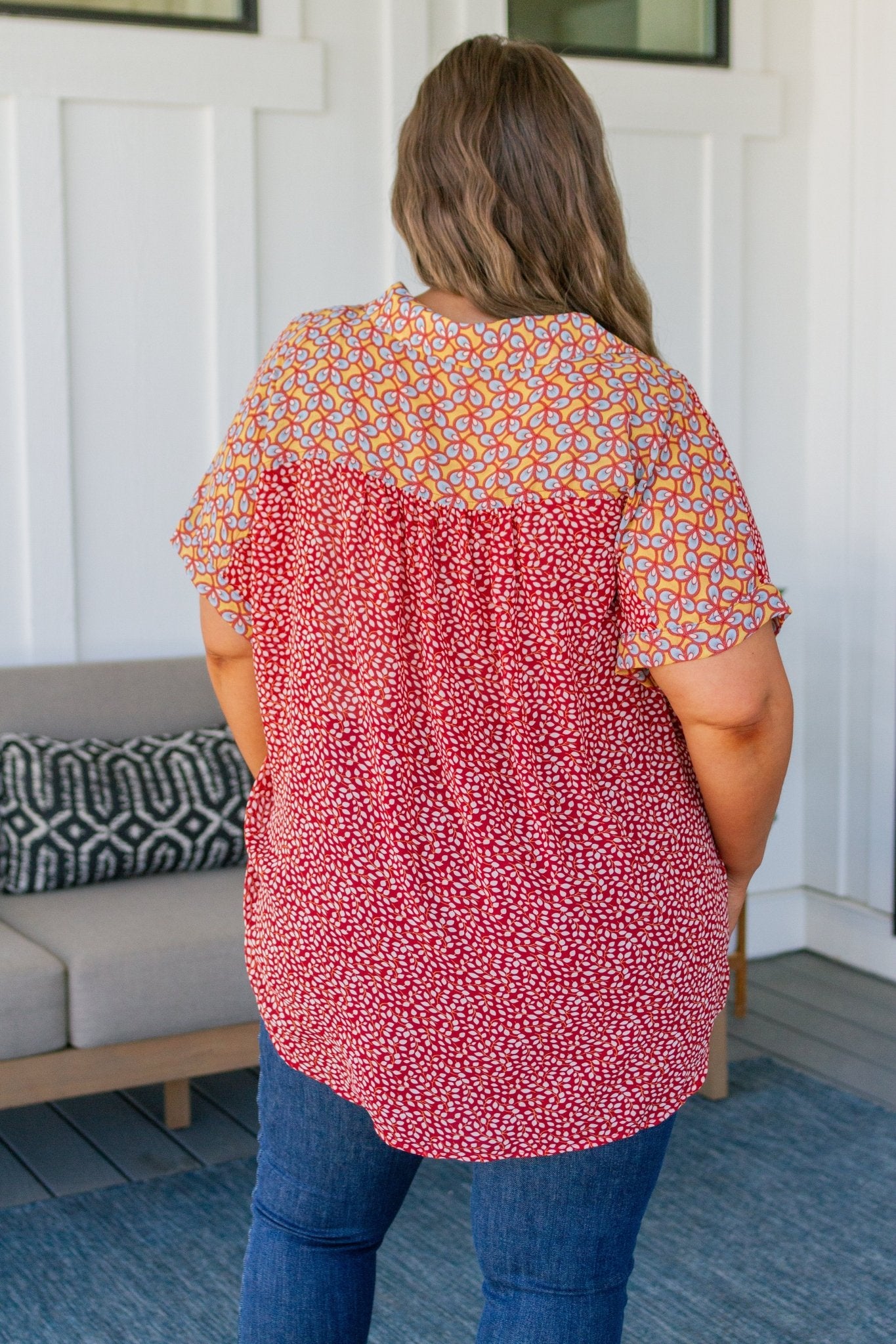 No Competition Mixed Print Button Down (Online Exclusive) - Uptown Boutique Ramona