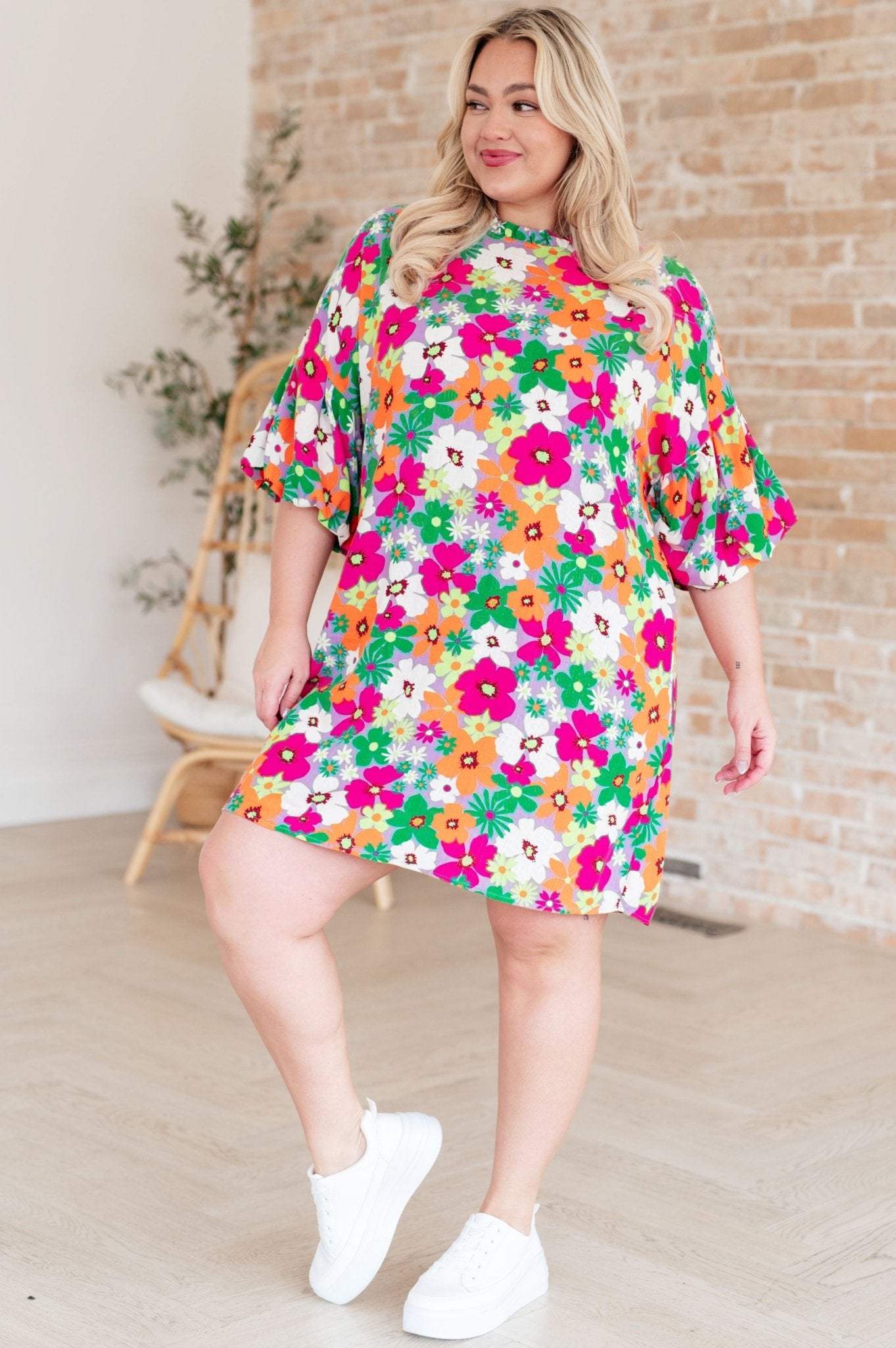 No Garden, No Problem Bubble Sleeve Dress (Online Exclusive) - Uptown Boutique Ramona