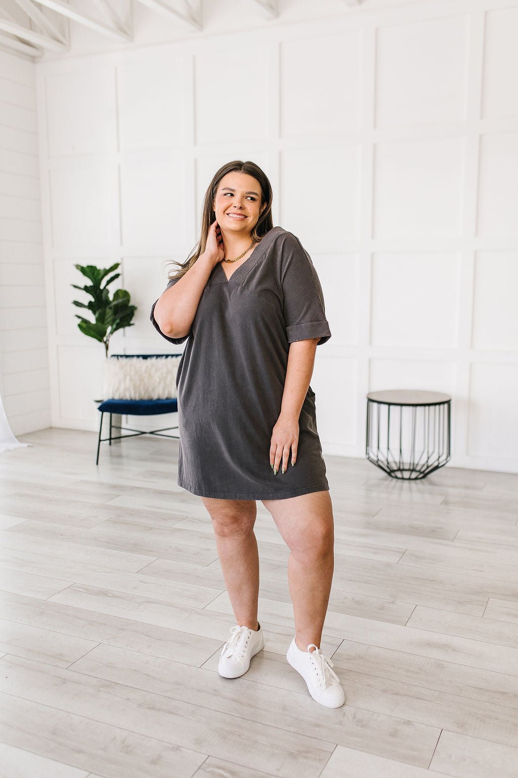 No Matter What Acid Wash T - Shirt Dress (Online Exclusive) - Uptown Boutique Ramona