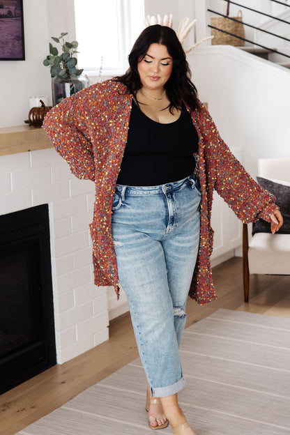 No Time Like the Present Confetti Cardigan in Rust (Online Exclusive) - Uptown Boutique Ramona