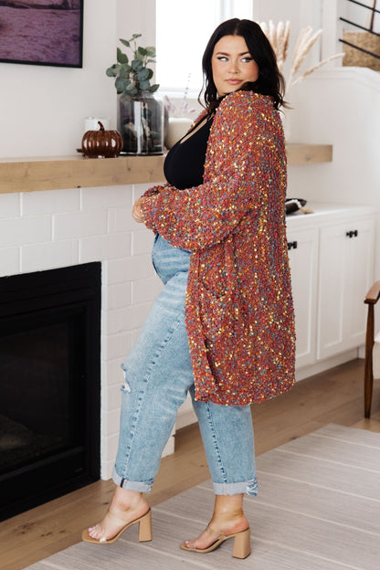 No Time Like the Present Confetti Cardigan in Rust (Online Exclusive) - Uptown Boutique Ramona