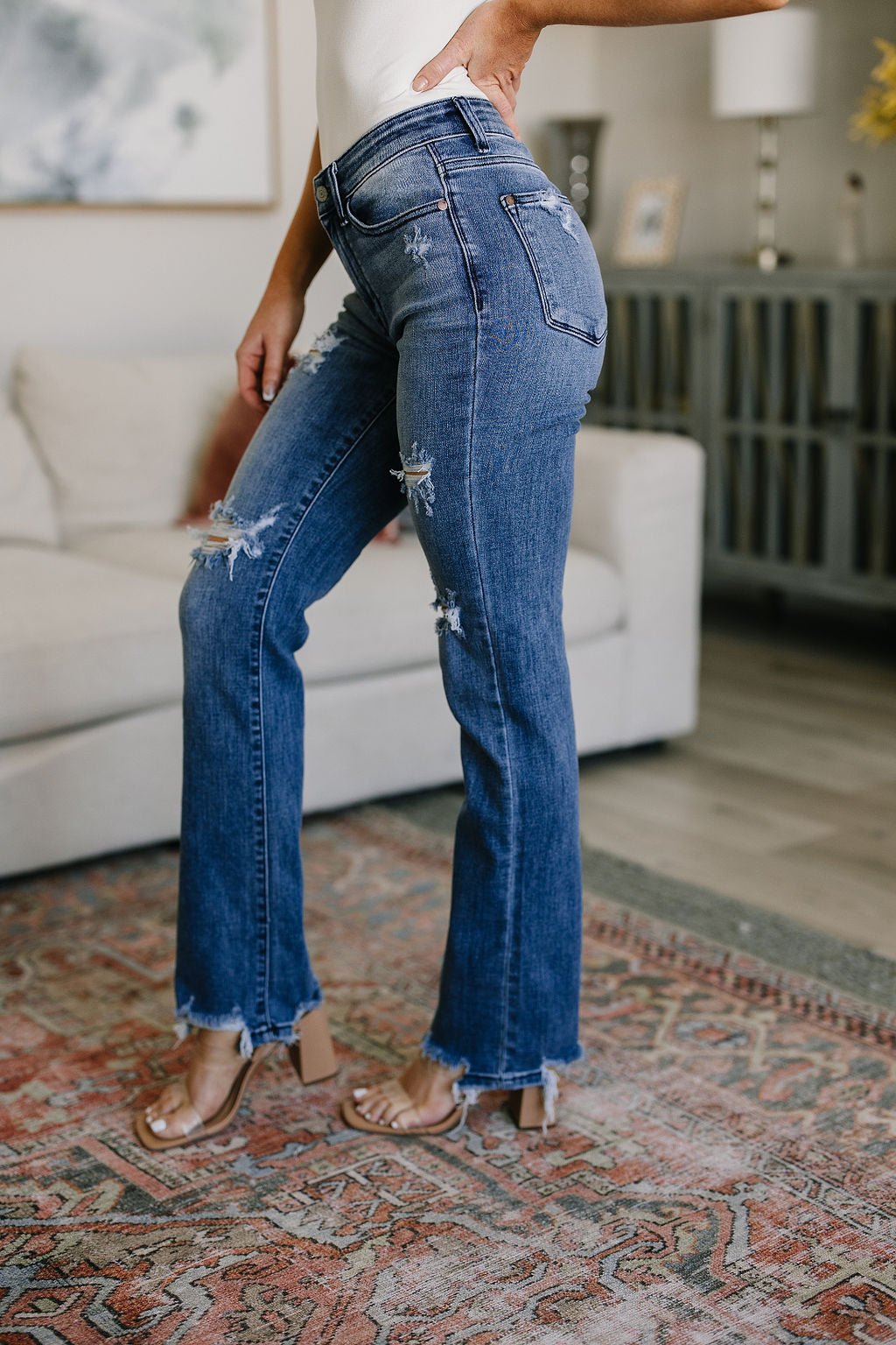 O'Hara Destroyed Straight Jeans - Uptown Boutique Ramona