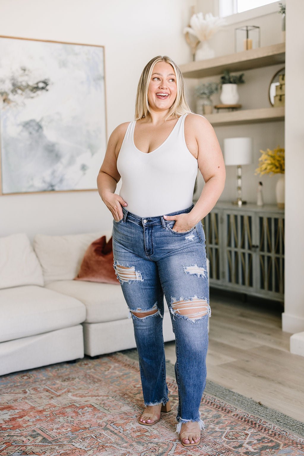 O'Hara Destroyed Straight Jeans - Uptown Boutique Ramona