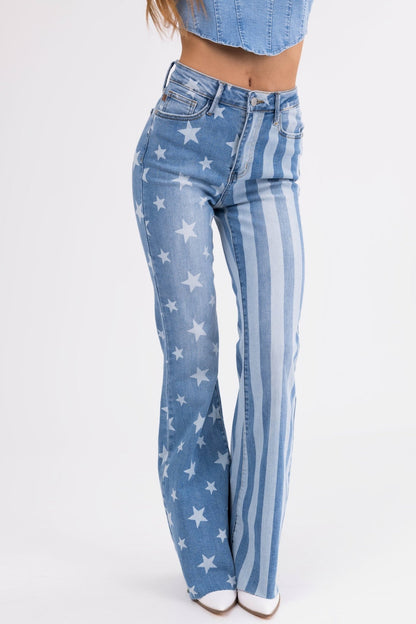 Ole Glory High Rise Flares - Uptown Boutique Ramona