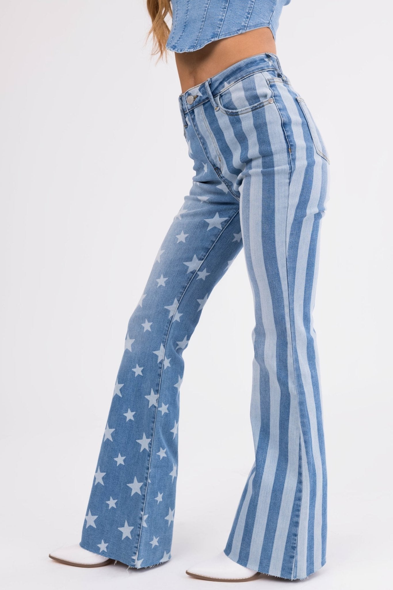 Ole Glory High Rise Flares - Uptown Boutique Ramona