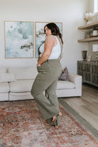 Olivia Control Top Release Hem Overalls in Olive (Online Exclusive) - Uptown Boutique Ramona