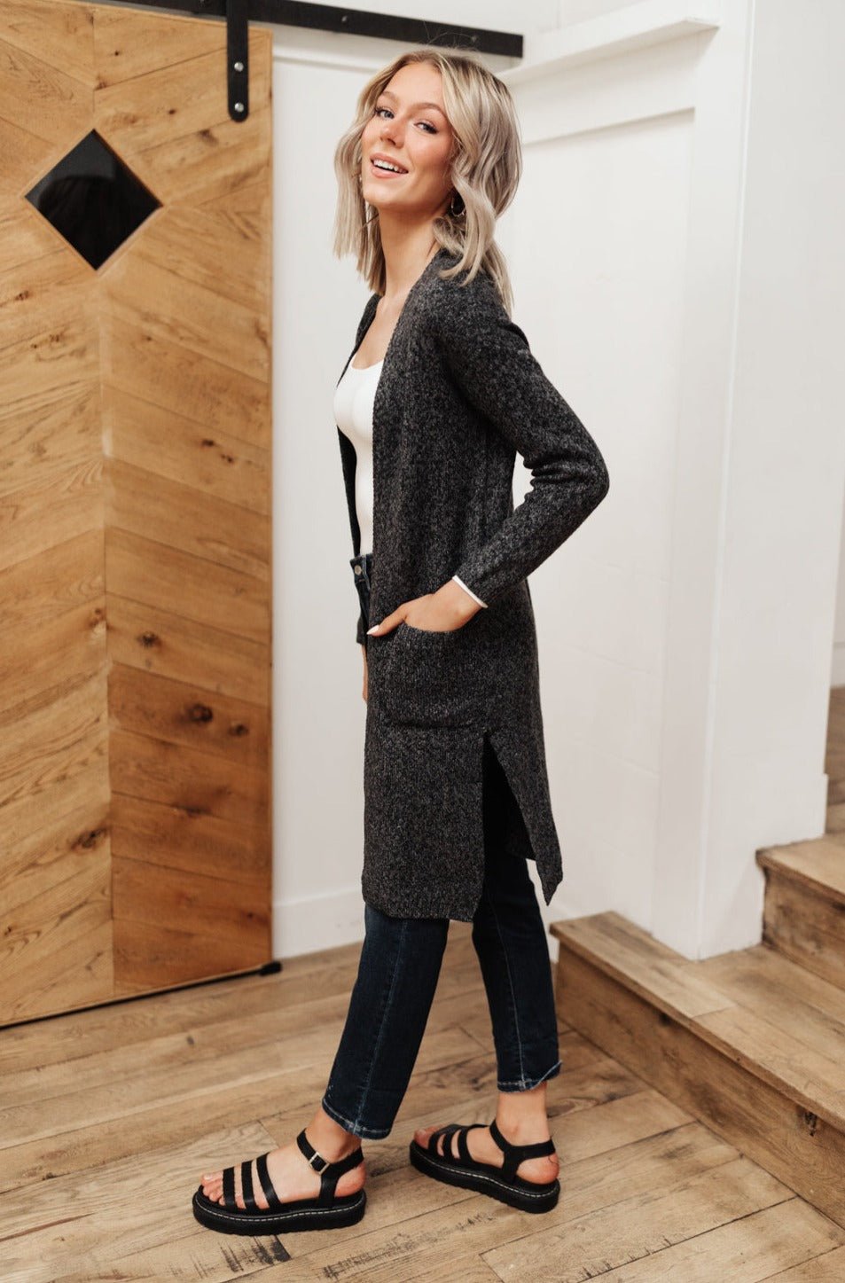 One Of The Girls Cardi In Charcoal (Online Exclusive) - Uptown Boutique Ramona