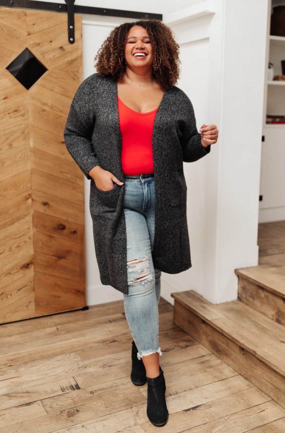 One Of The Girls Cardi In Charcoal (Online Exclusive) - Uptown Boutique Ramona