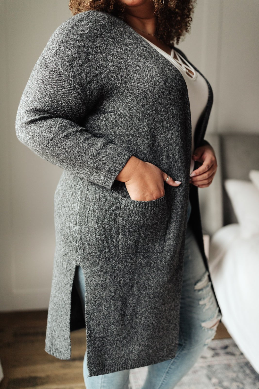 One Of The Girls Cardi In Charcoal (Online Exclusive) - Uptown Boutique Ramona