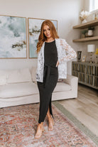 Out on the Town Tie Detail Midi Dress in Charcoal (Online Exclusive) - Uptown Boutique Ramona